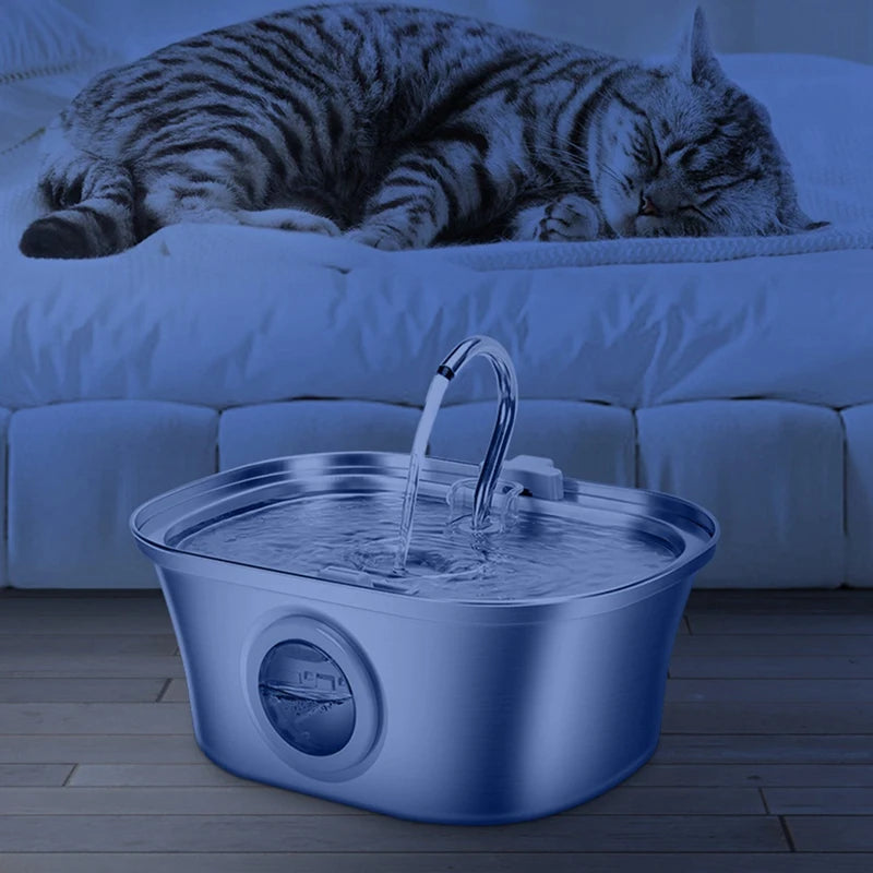 3.2L Cat Water Fountain With Water Level Window,Stainless Steel Automatic Pet Water Fountain,Dog Water Dispenser Durable USB