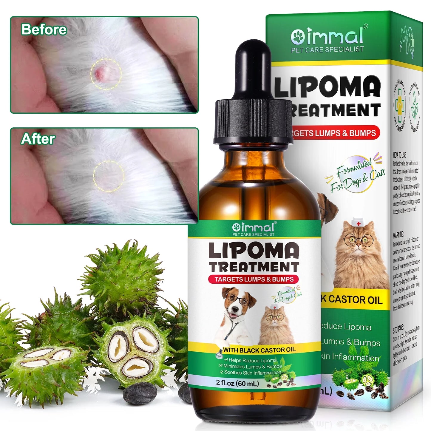 Lipoma Treatment for Dogs and Cats Helps with Lumps and Bumps , Soften Fatty Lumps & Bumps in Dogs, Castor Oil for Dogs & Cats, S Lipoma Reduction, Immune Support