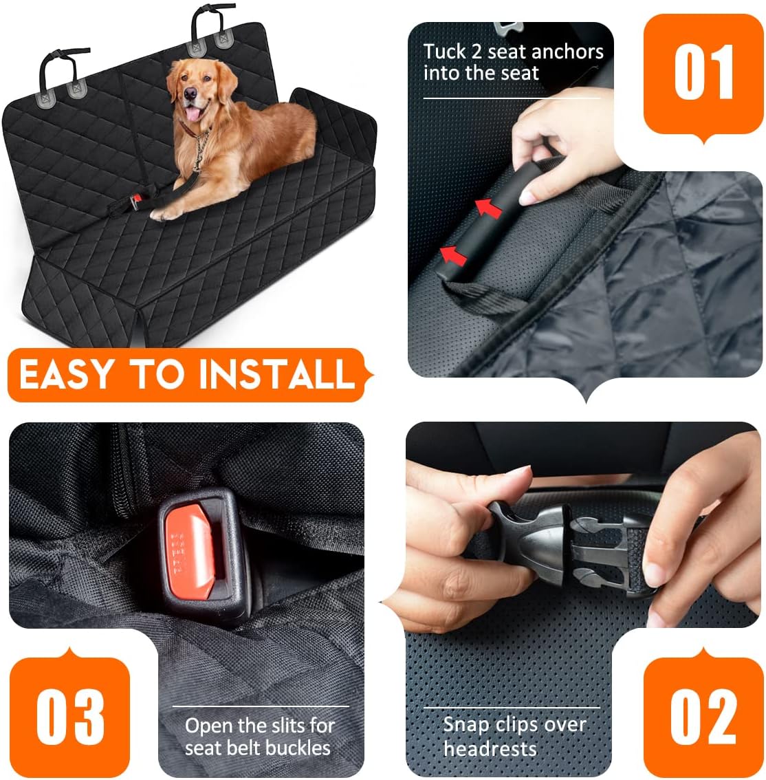 Dog Car Seat Cover, Back Seat Cover for Dogs Pet Car Seat Protector Waterproof Bench Car Seat Cover