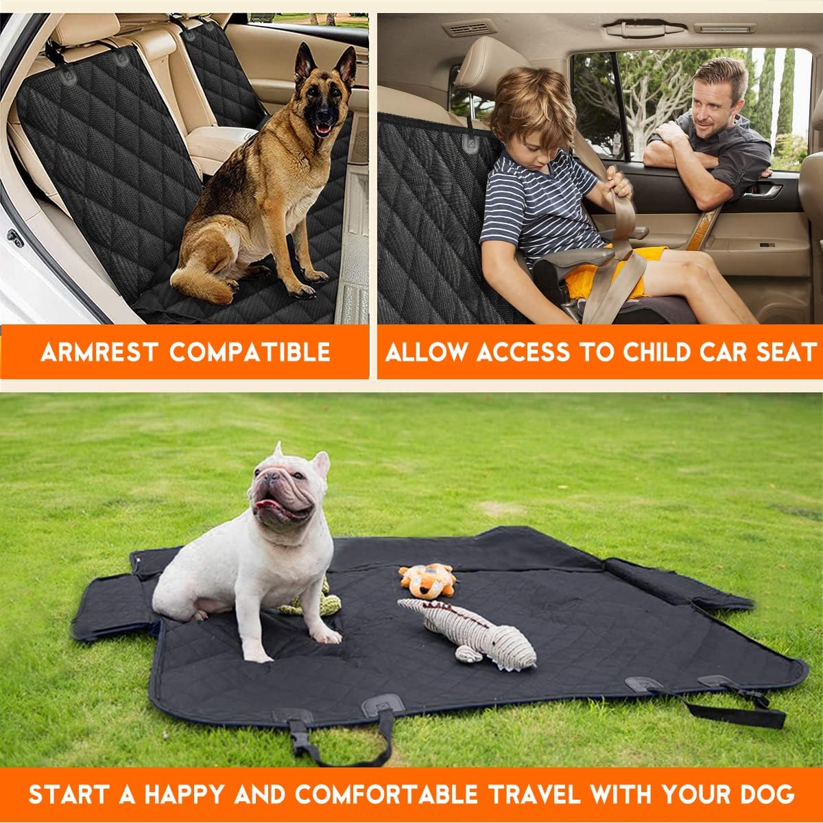 Dog Car Seat Cover, Back Seat Cover for Dogs Pet Car Seat Protector Waterproof Bench Car Seat Cover