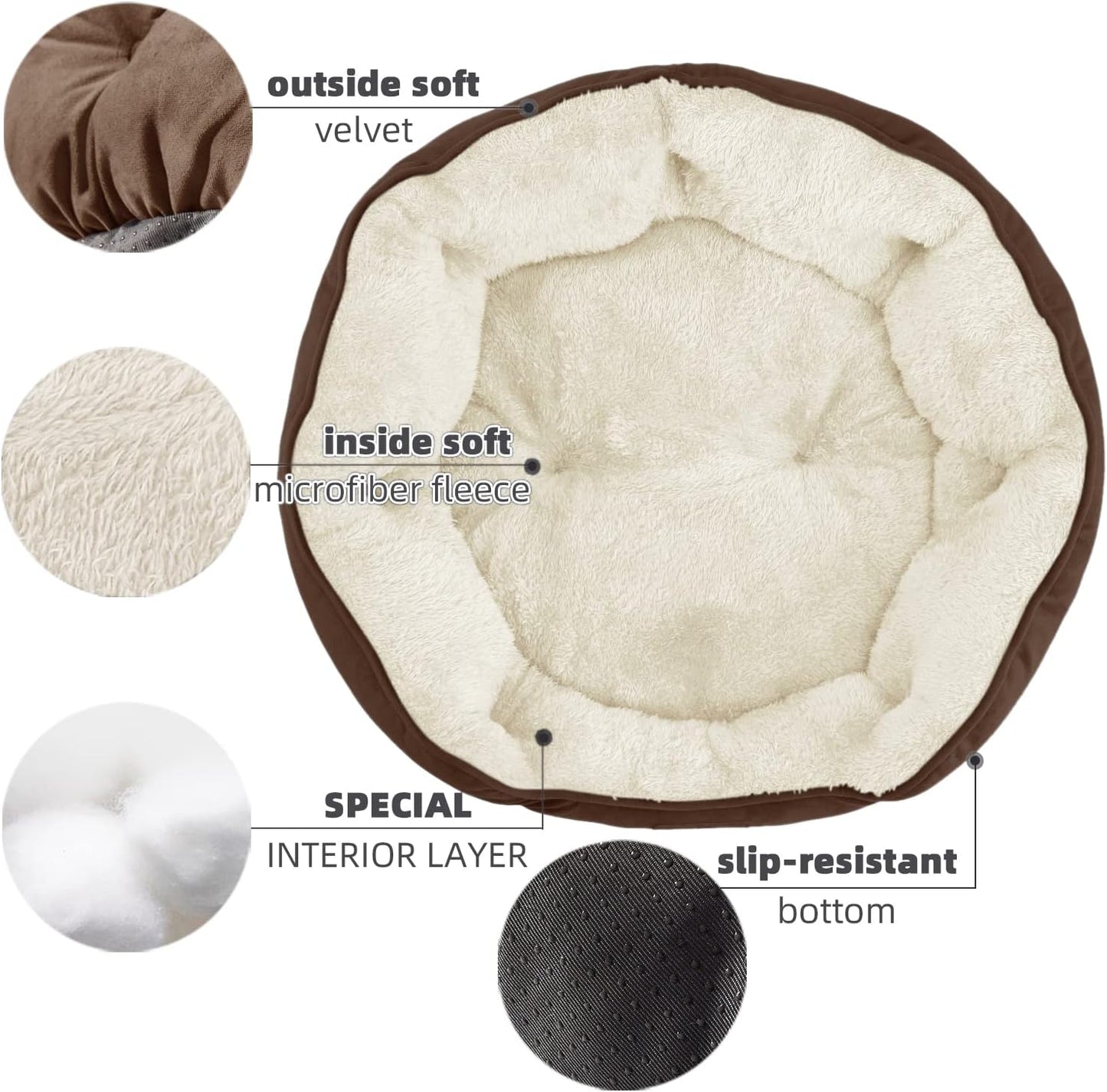 Asvin Small Dog Bed for Small Dogs, Pet Bed for Puppy and Kitty, Water-Resistant Oxford Bottom