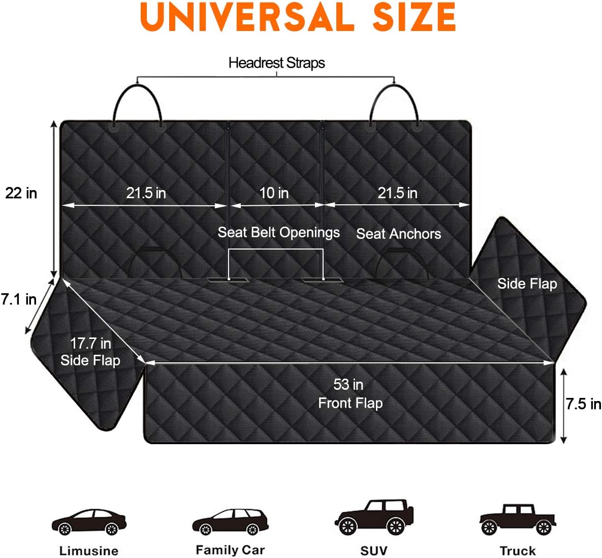 Dog Car Seat Cover, Back Seat Cover for Dogs Pet Car Seat Protector Waterproof Bench Car Seat Cover