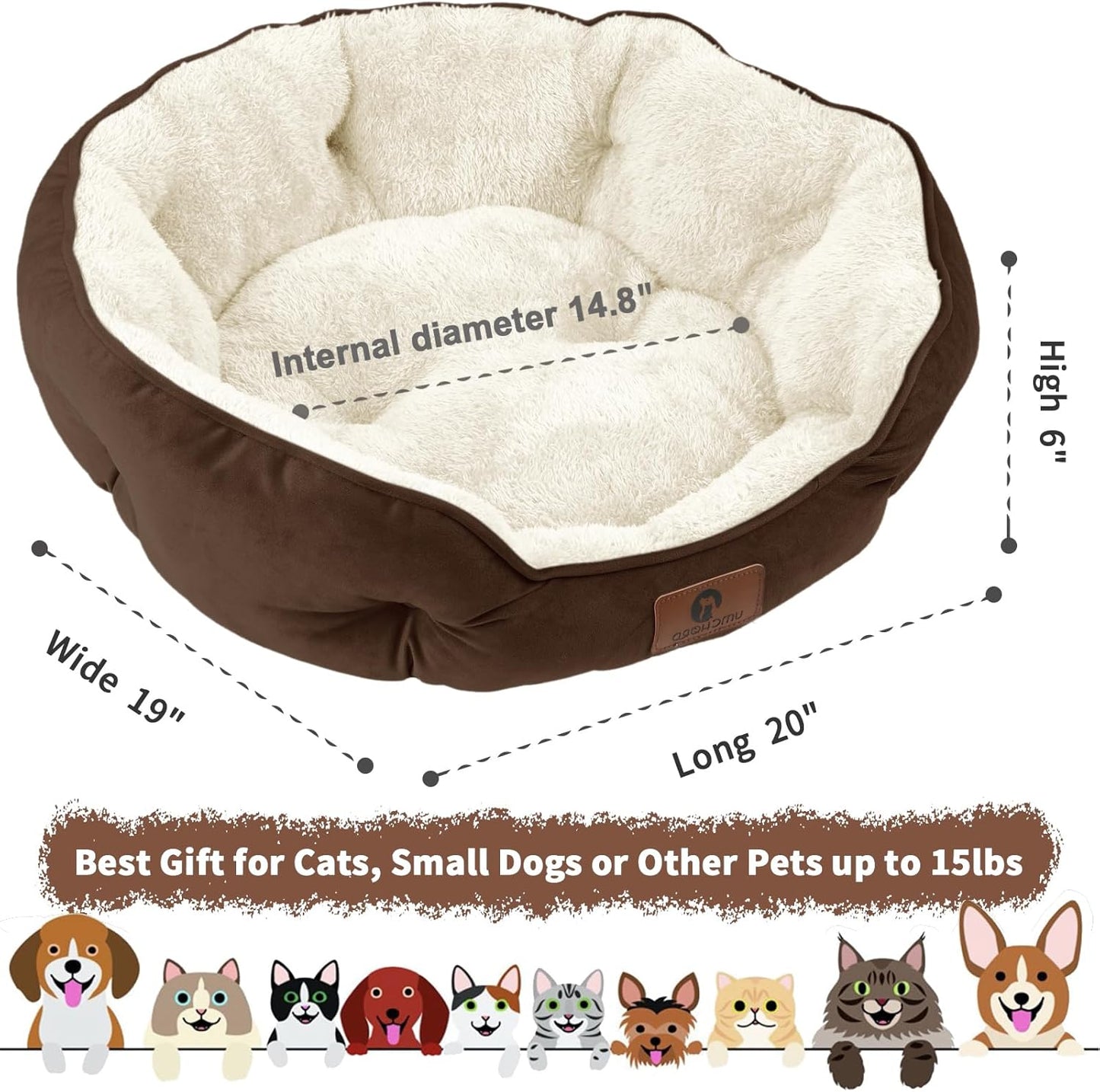 Asvin Small Dog Bed for Small Dogs, Pet Bed for Puppy and Kitty, Water-Resistant Oxford Bottom