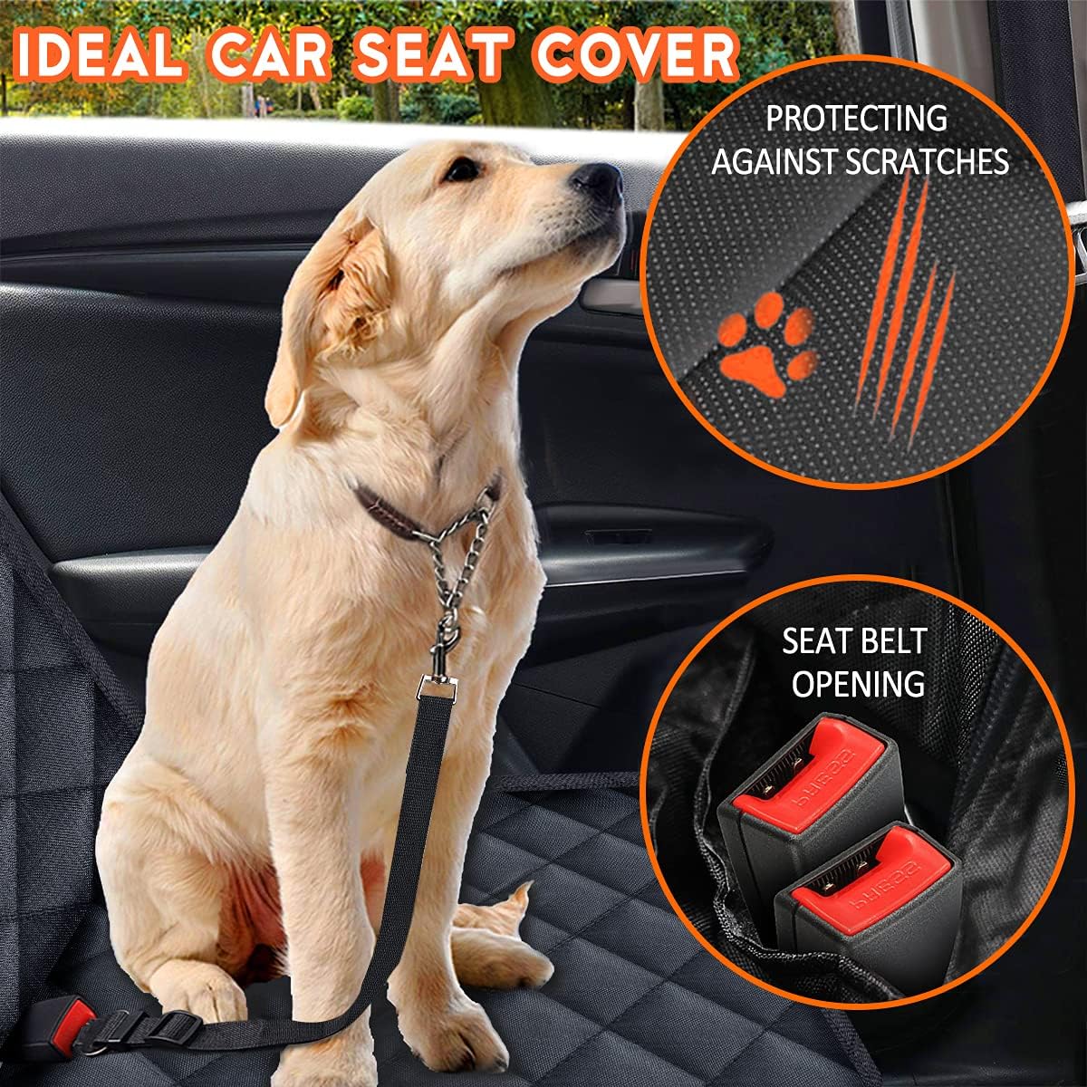Dog Car Seat Cover, Back Seat Cover for Dogs Pet Car Seat Protector Waterproof Bench Car Seat Cover