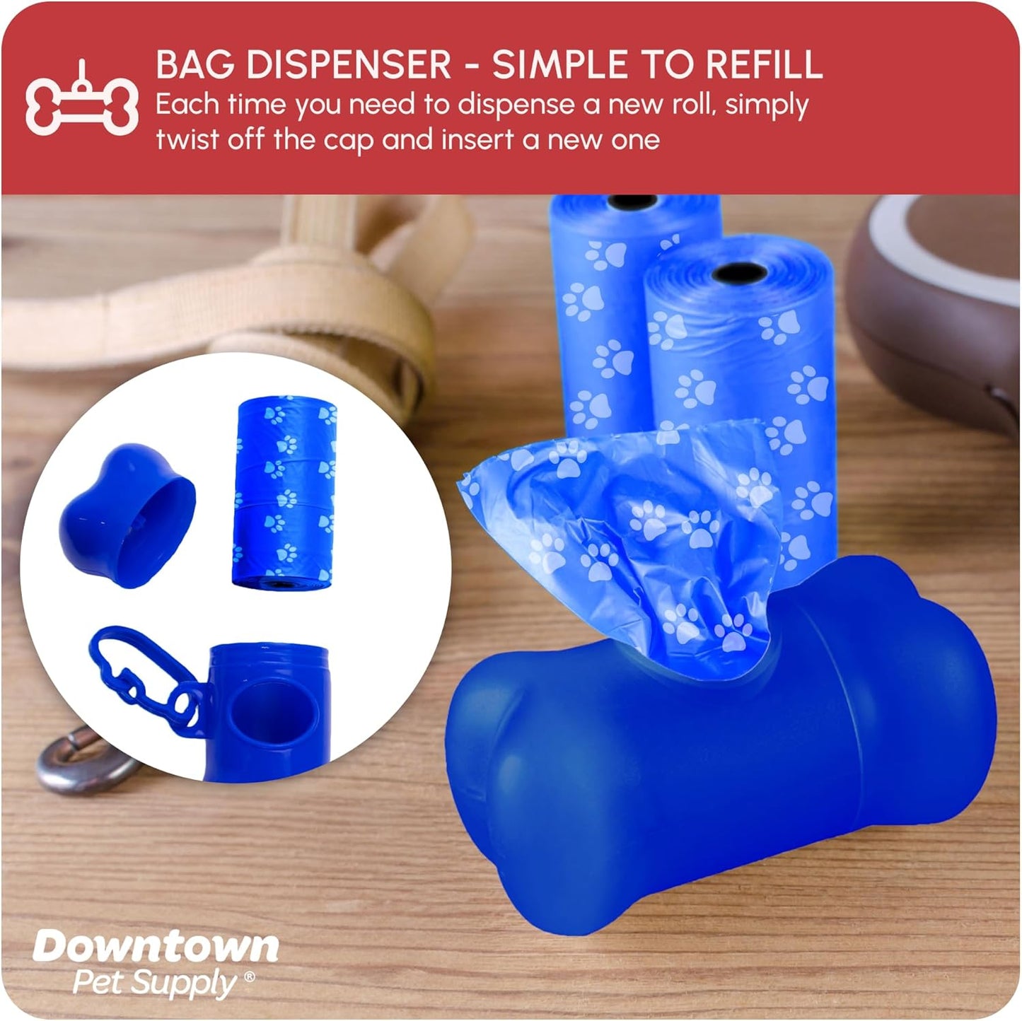 Poop Bags for Dogs with Dispenser, 180 Count - Leak-Proof Dog Waste Bags and Bone