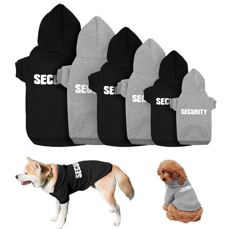 New pet hoodie, outerwear, Security printed hoodie, dog clothing for autumn and winter
