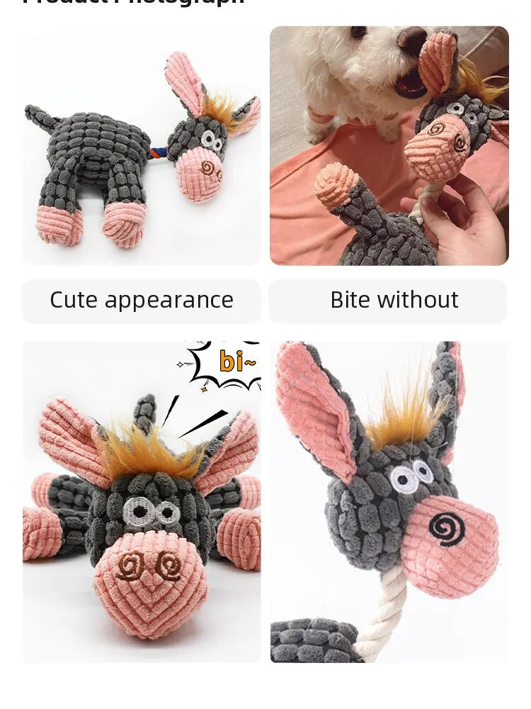 Dog Sounding Toy Molar Training Decompress Interactive Bite Resistant Donkey Shape Plush Toys Pet Supplies