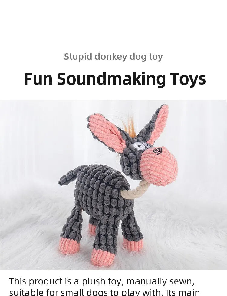 Dog Sounding Toy Molar Training Decompress Interactive Bite Resistant Donkey Shape Plush Toys Pet Supplies