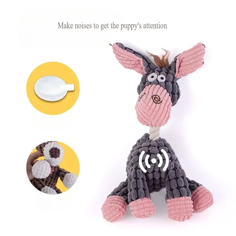 Dog Sounding Toy Molar Training Decompress Interactive Bite Resistant Donkey Shape Plush Toys Pet Supplies Dog Accessories 2025