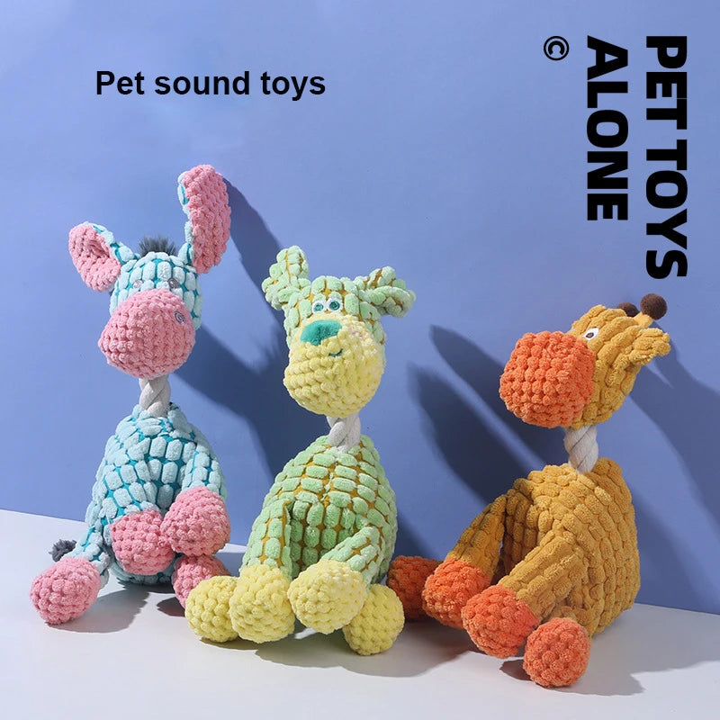 Funny Pet Toy Donkey Shape Corduroy Chew Toys for Dogs Puppy Squeaker Squeaky Plush Bone Molar Dog Toy Training Things for dogs