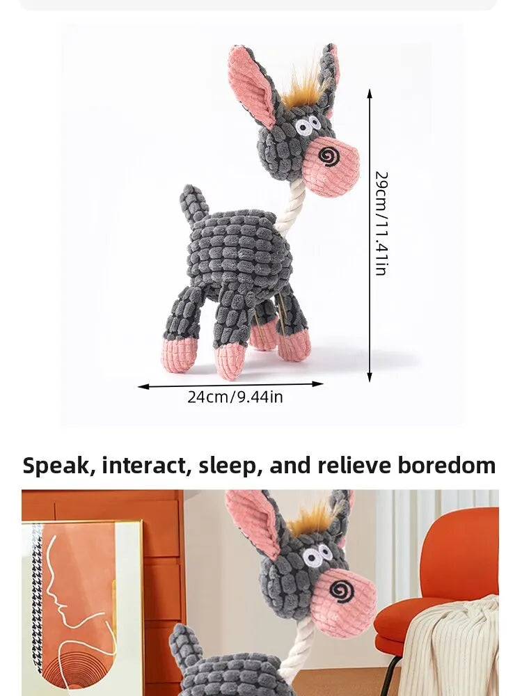 Dog Sounding Toy Molar Training Decompress Interactive Bite Resistant Donkey Shape Plush Toys Pet Supplies