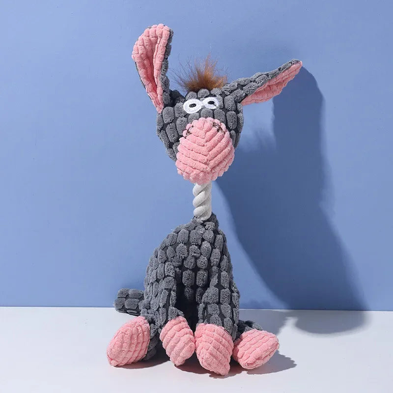 Funny Pet Toy Donkey Shape Corduroy Chew Toys for Dogs Puppy Squeaker Squeaky Plush Bone Molar Dog Toy Training Things for dogs