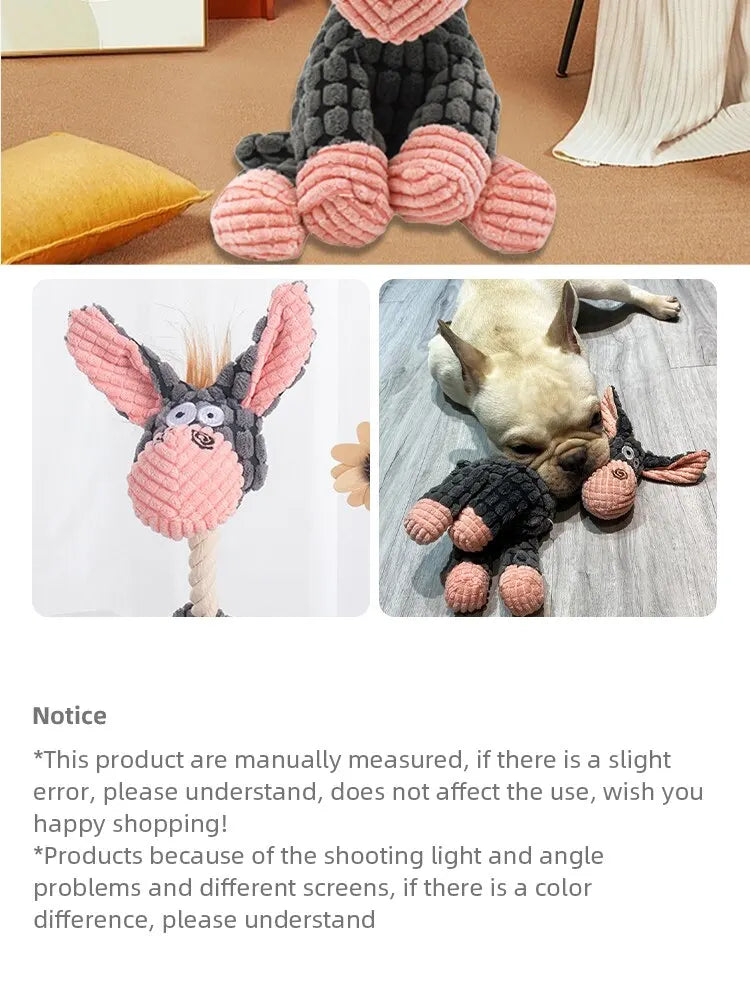 Dog Sounding Toy Molar Training Decompress Interactive Bite Resistant Donkey Shape Plush Toys Pet Supplies