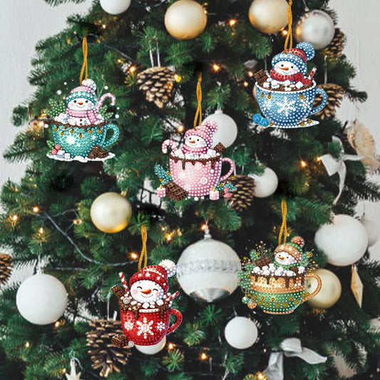 5/6Pcs Acrylic Special Shaped Christmas Theme Hanging Diamond Art Kits Rhinestone Diamond Art Window Pendants Bedroom Decoration