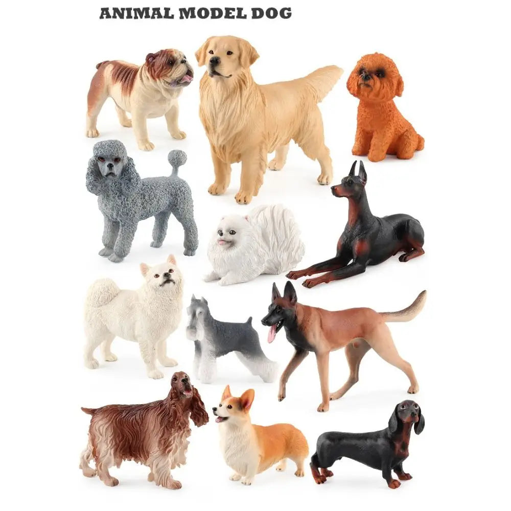Children Educational Toys Simulation Dog Figurine Realistic Bulldog Miniature Animal Model Doberman Dachshund Home Decor