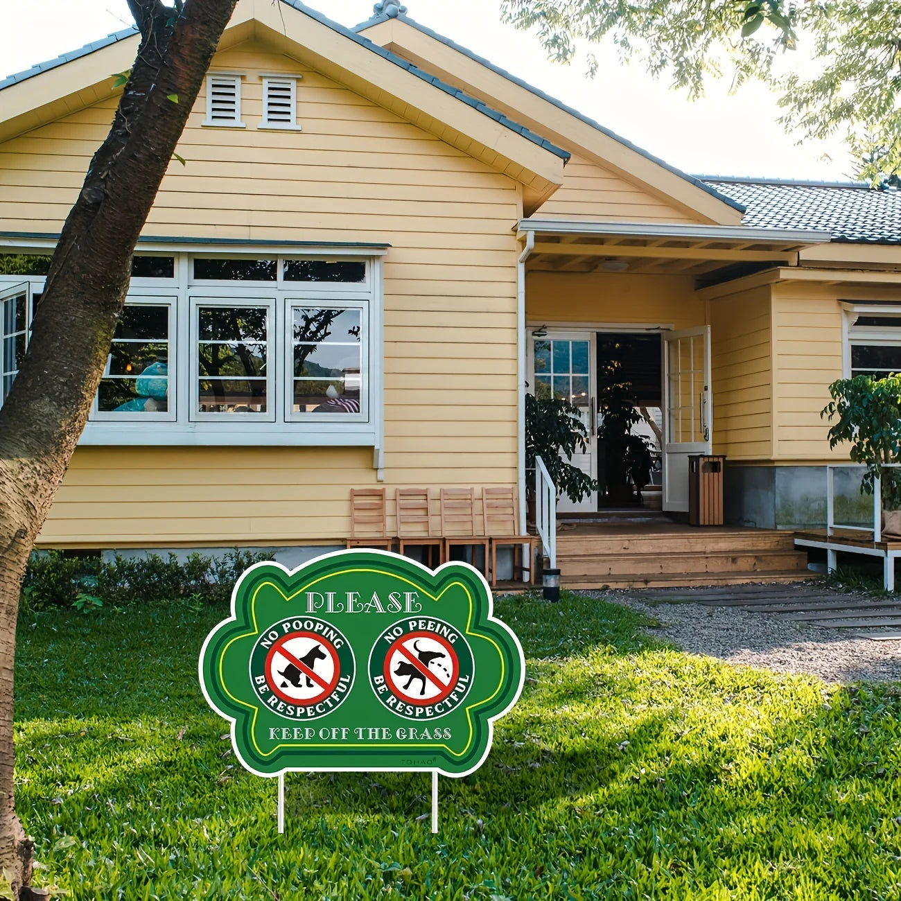 2 Pack No Peeing and No Pooping Dog Sign Please Be Respectful Keep Off The Grass Yard Signs UV Protected & Waterproof, Outdoor