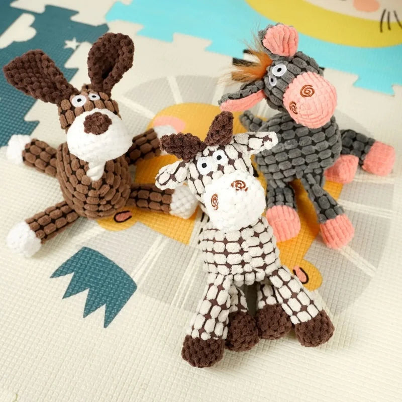 Dog Sounding Toy Molar Training Decompress Interactive Bite Resistant Donkey Shape Plush Toys Pet Supplies Dog Accessories 2025