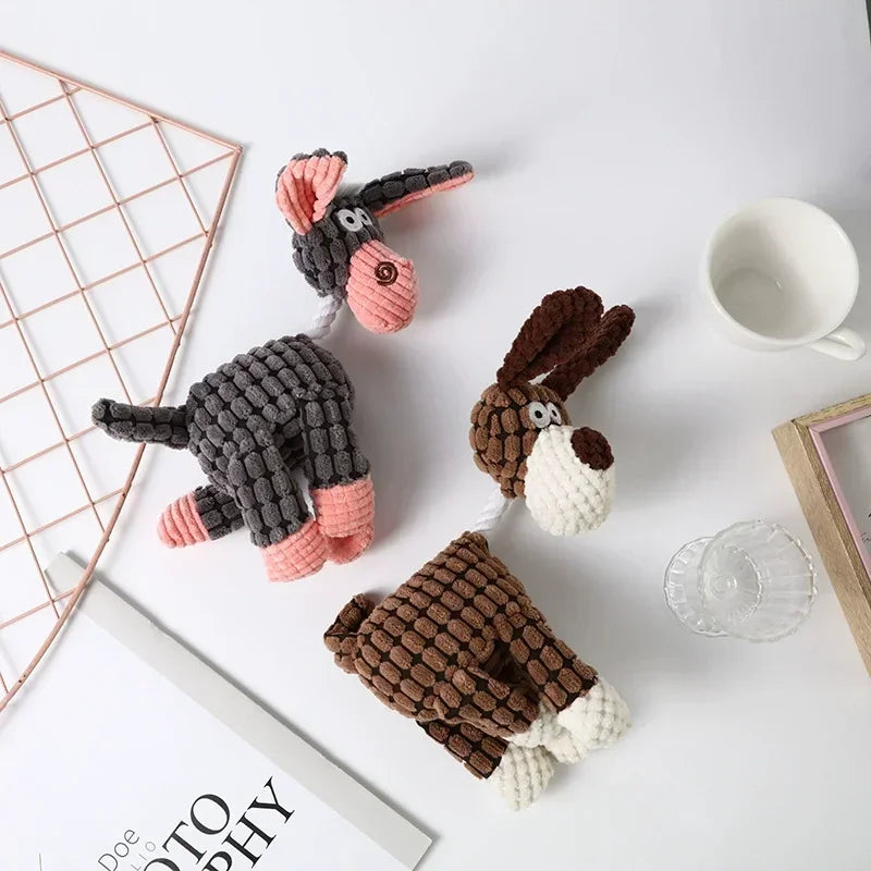 Dog Sounding Toy Molar Training Decompress Interactive Bite Resistant Donkey Shape Plush Toys Pet Supplies Dog Accessories 2025