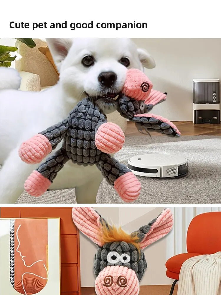 Dog Sounding Toy Molar Training Decompress Interactive Bite Resistant Donkey Shape Plush Toys Pet Supplies