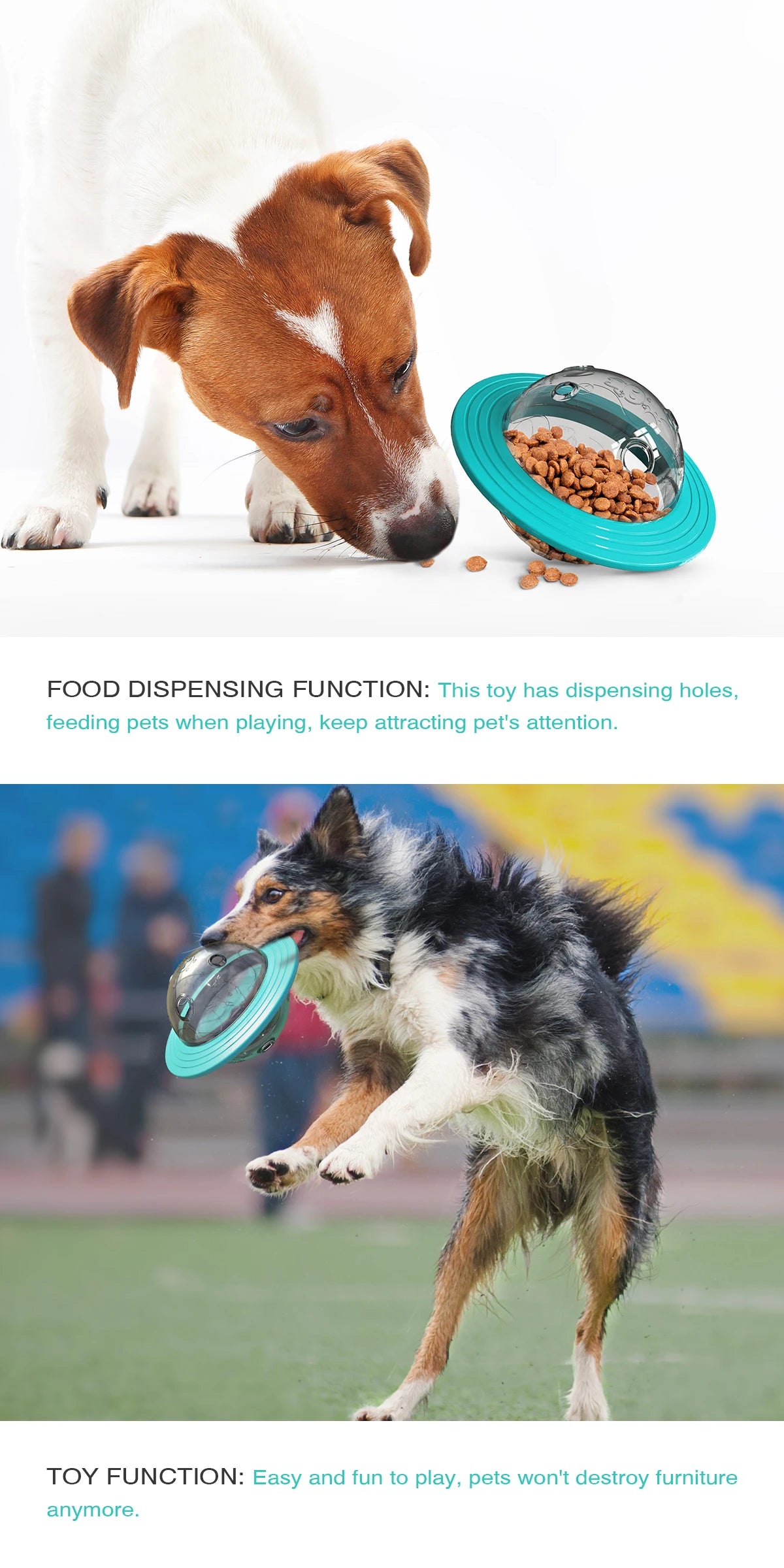 Dog Toy For Small Medium Large Dogs Cats Fly Disk Interactive Food Dispenser Improve IQ Slow Feeder Training Toys Pet Supplies