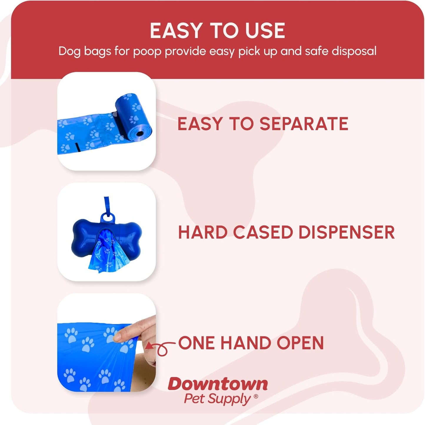 Poop Bags for Dogs with Dispenser, 180 Count - Leak-Proof Dog Waste Bags and Bone