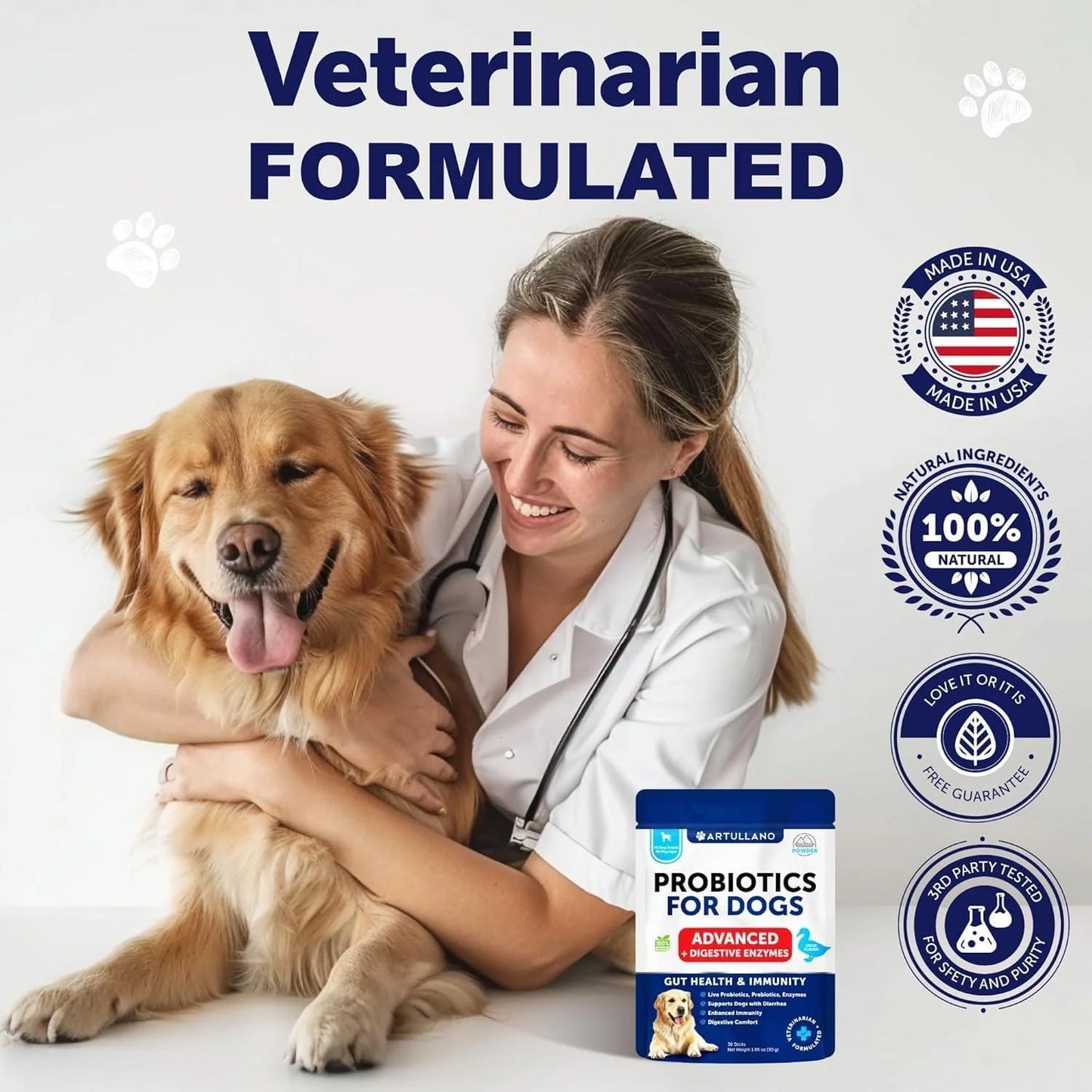 Probiotic Powder for Dogs Support Gut Health Itchy Skin Allergies Immunity