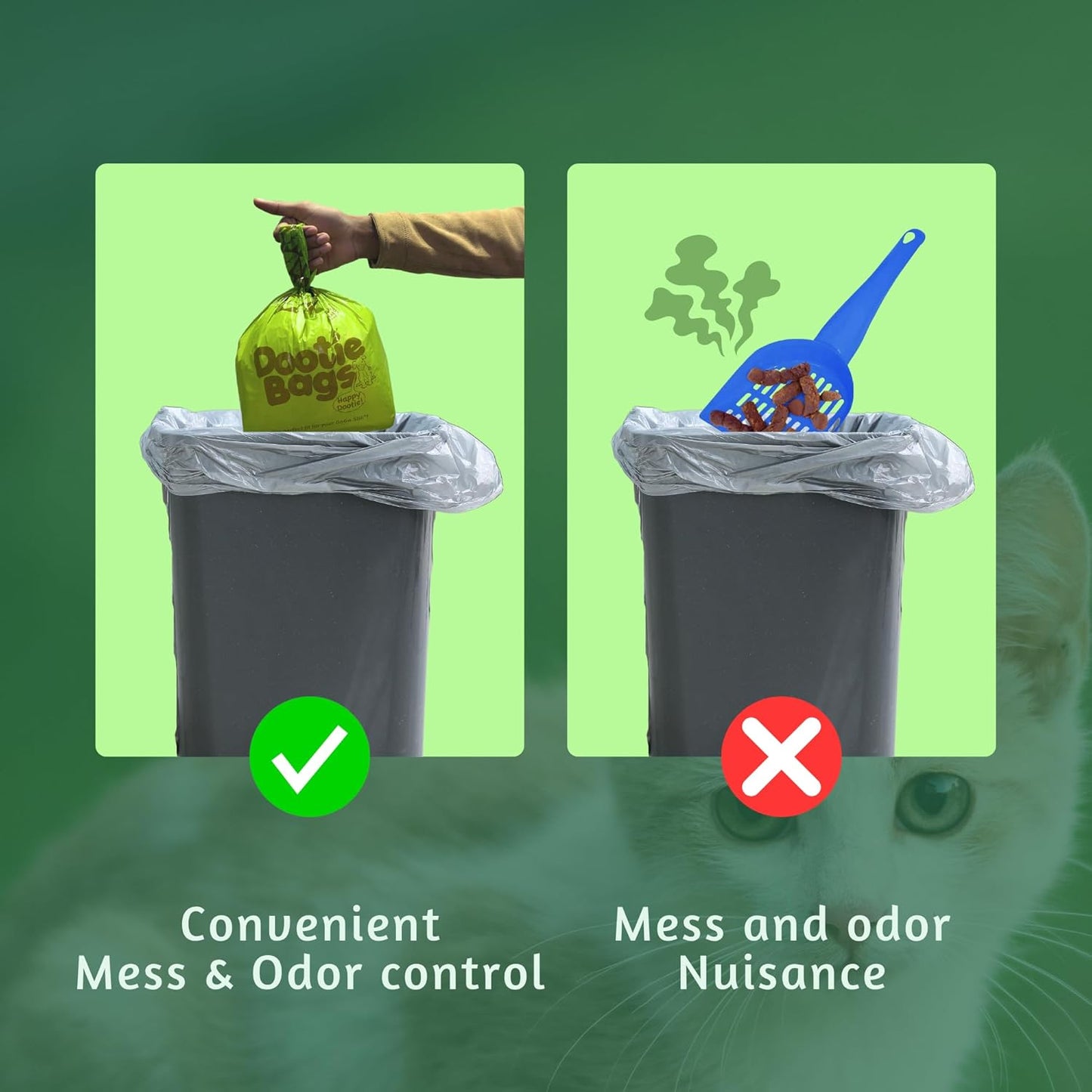 Pooch Approved Dootie Bags - Dog Poop Bag - Tie-Handles - 100 Count Dootie Strong Leakproof Bags - Perfect for Dogs & Cats - Litter - Pet Waste Cleanup - Swivel Bin & Scoopers