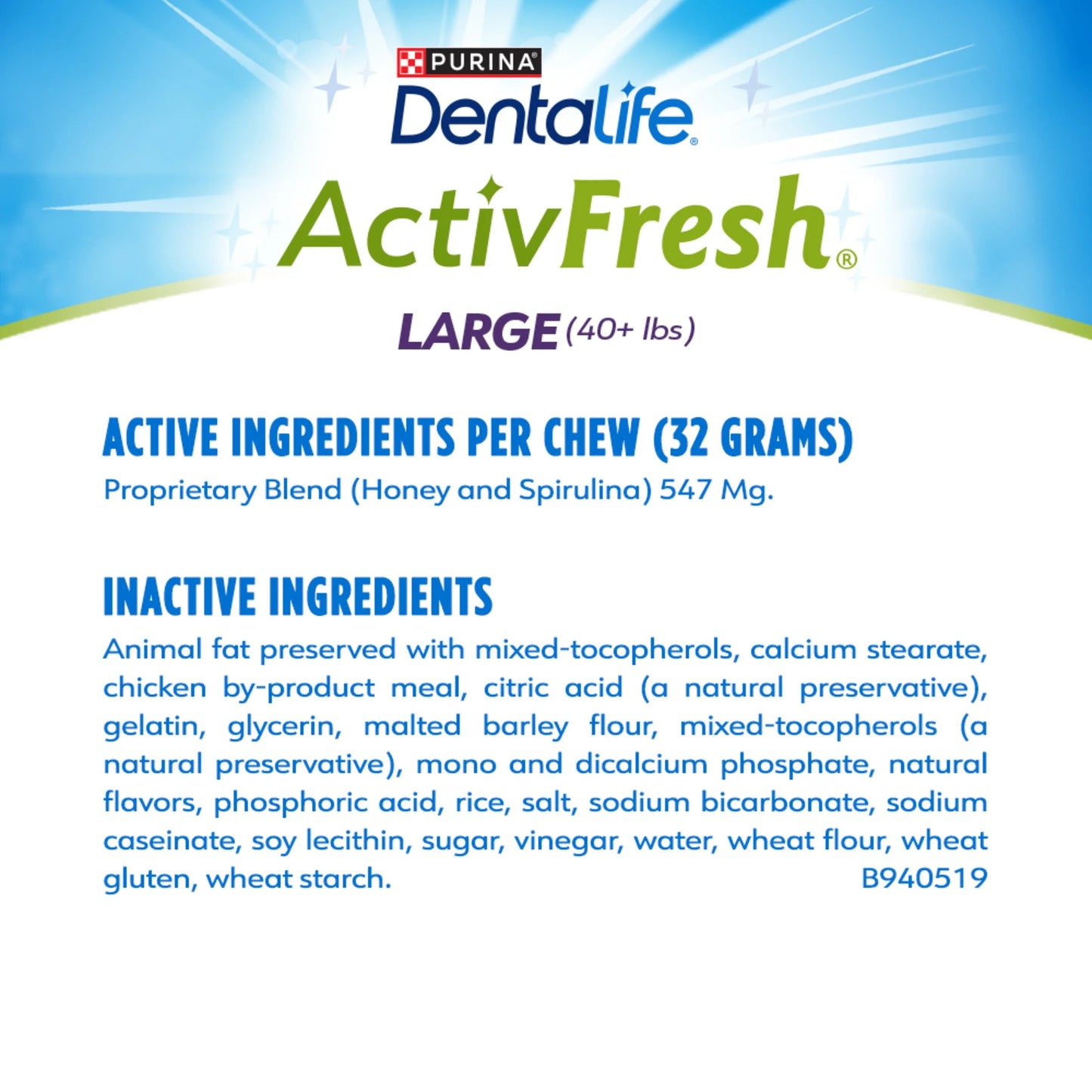Purina Activfresh Chicken Flavor Large Breed Adult Dog Dental Chews