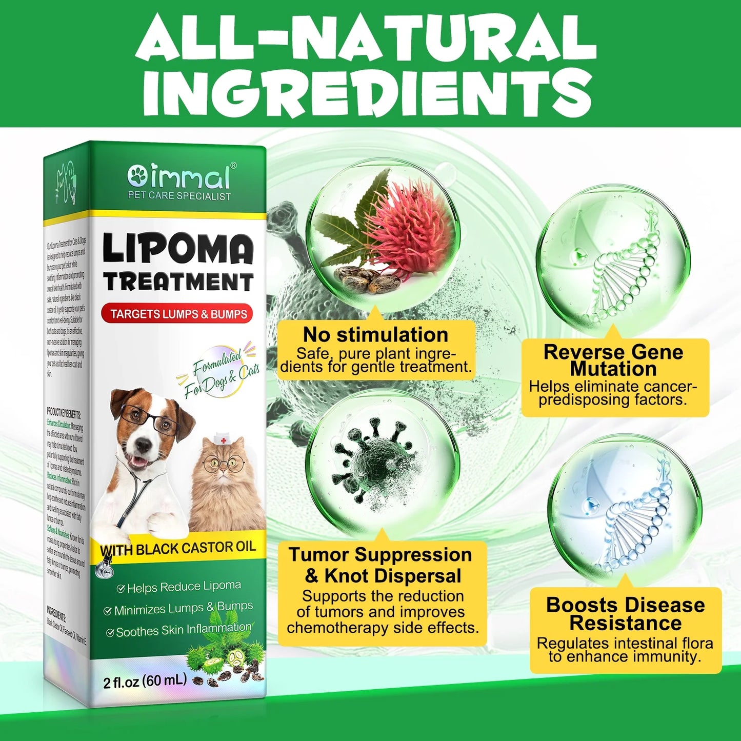 Lipoma Treatment for Dogs and Cats Helps with Lumps and Bumps , Soften Fatty Lumps & Bumps in Dogs, Castor Oil for Dogs & Cats, S Lipoma Reduction, Immune Support