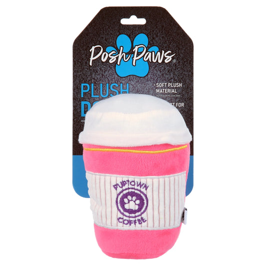Pet Toy - Plush Puptown Coffee Dog Toy - Pink
