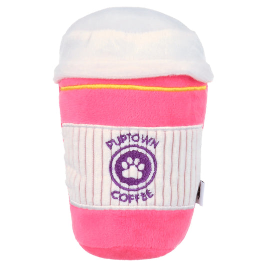 Pet Toy - Plush Puptown Coffee Dog Toy - Pink