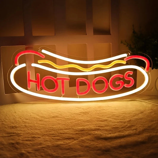 Hot Dog Neon Wall Decoration Neon Business Sign Hot Dog Shop Fast Food Restaurant Christmas Birthday Party Gift