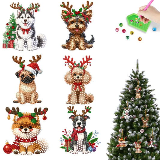 5/6Pcs Acrylic Special Shaped Christmas Theme Hanging Diamond Art Kits Rhinestone Diamond Art Window Pendants Bedroom Decoration