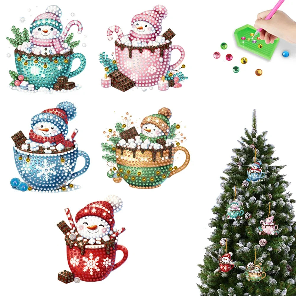 5/6Pcs Acrylic Special Shaped Christmas Theme Hanging Diamond Art Kits Rhinestone Diamond Art Window Pendants Bedroom Decoration