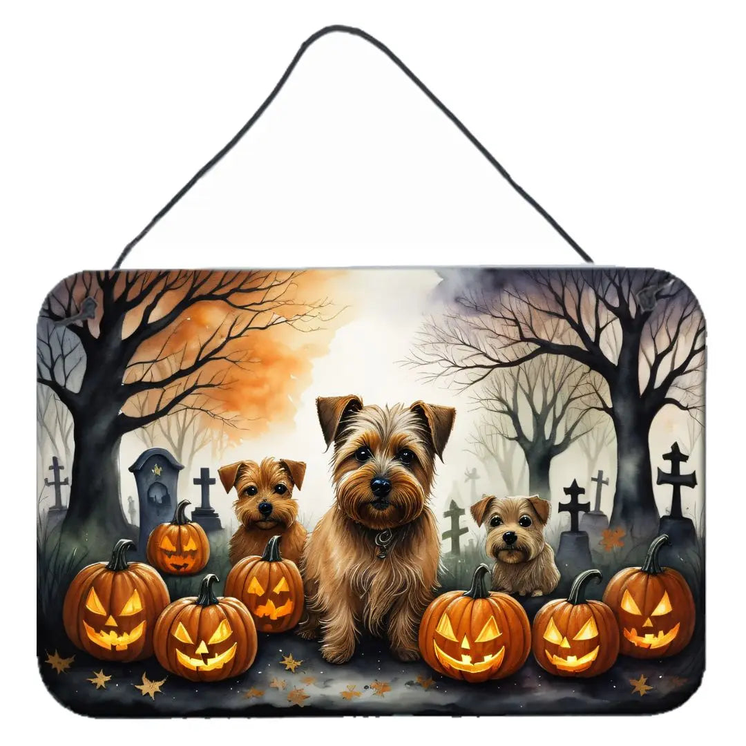 New Norfolk Terrier Spooky Halloween Wall Door Hanging Prints Multicolor Aluminum Metal Sign for Kitchen Bathroom Home Decor