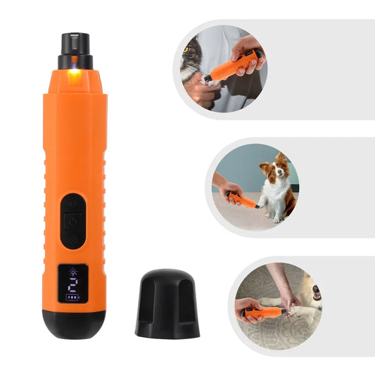 Electric Dog Nail Grinder Pet Trimmer USB Charge Clipper Professional with Light