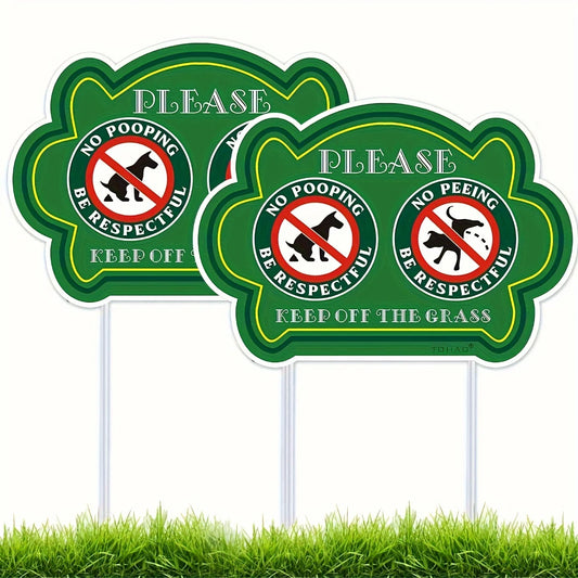 2 Pack No Peeing and No Pooping Dog Sign Please Be Respectful Keep Off The Grass Yard Signs UV Protected & Waterproof, Outdoor