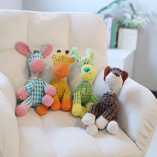Funny Pet Toy Donkey Shape Corduroy Chew Toys for Dogs Puppy Squeaker Squeaky Plush Bone Molar Dog Toy Training  Things for dogs