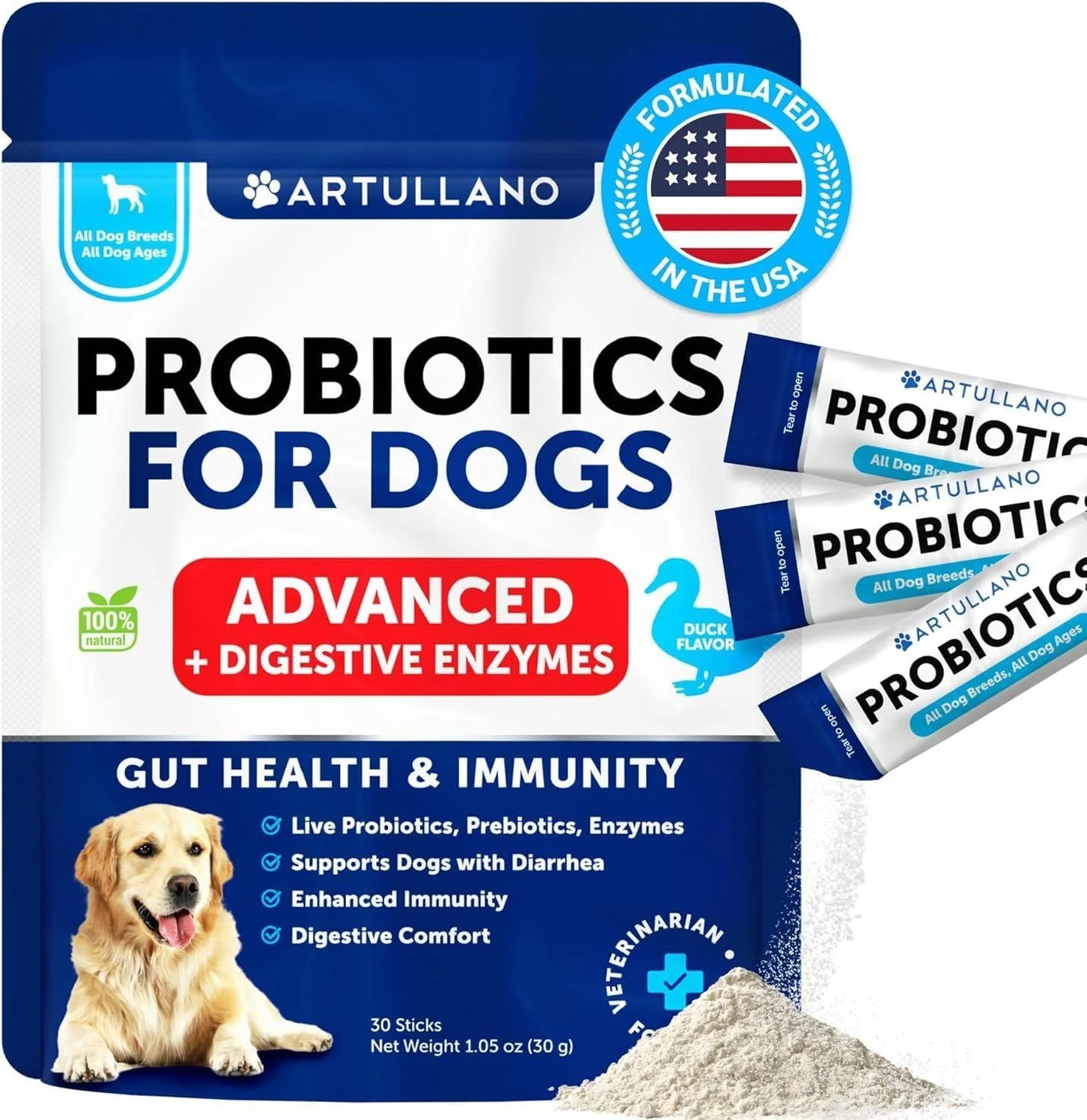 Probiotic Powder for Dogs Support Gut Health Itchy Skin Allergies Immunity